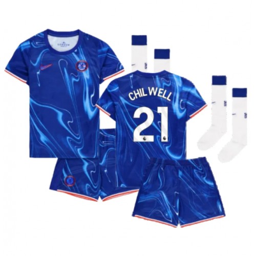 Fotbalové Dres Chelsea Ben Chilwell #21 Dětské Domácí 2024-25 Krátký Rukáv (+ trenýrky)